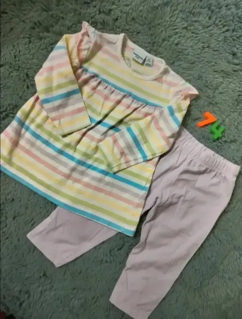 Bunt gestreiftes Kleid mit Leggings Manguun Größe 74