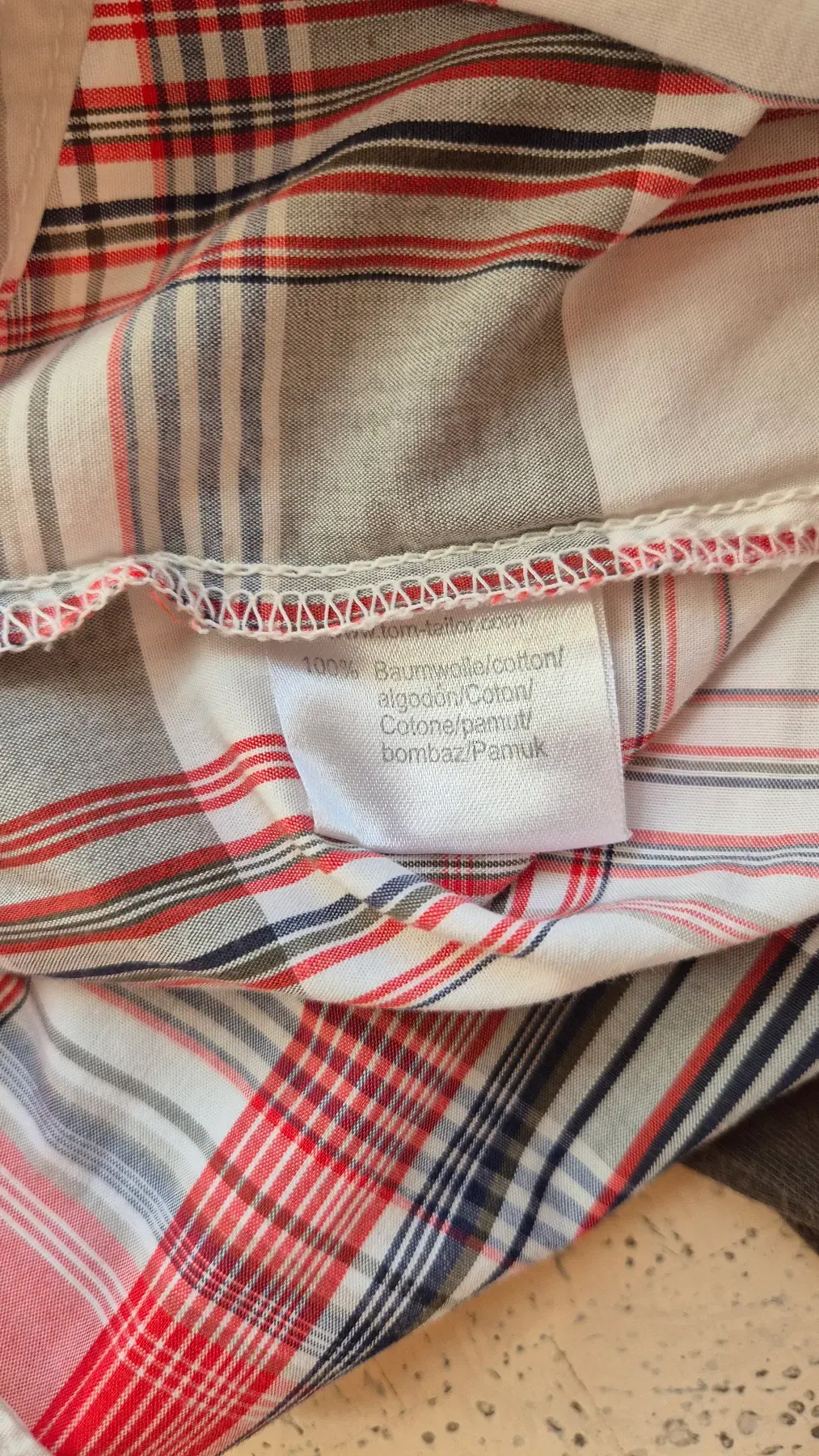 Tom Tailor Langarmhemd Gr. 128 – kariert rot/beige mit Backprint