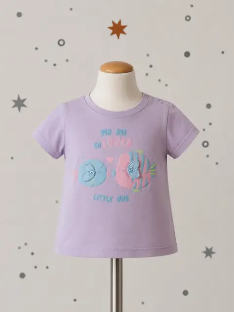 Orsolino | T Shirt | Gr 74 | Lila | mit Fischen