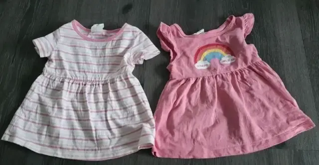 Poco Piano 2er Set Kleidchen pink/gestreift Größe 62/68