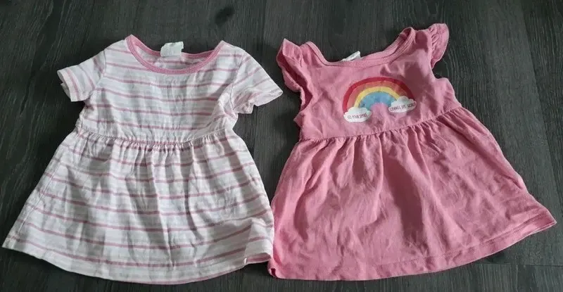 Poco Piano 2er Set Kleidchen pink/gestreift Größe 62/68
