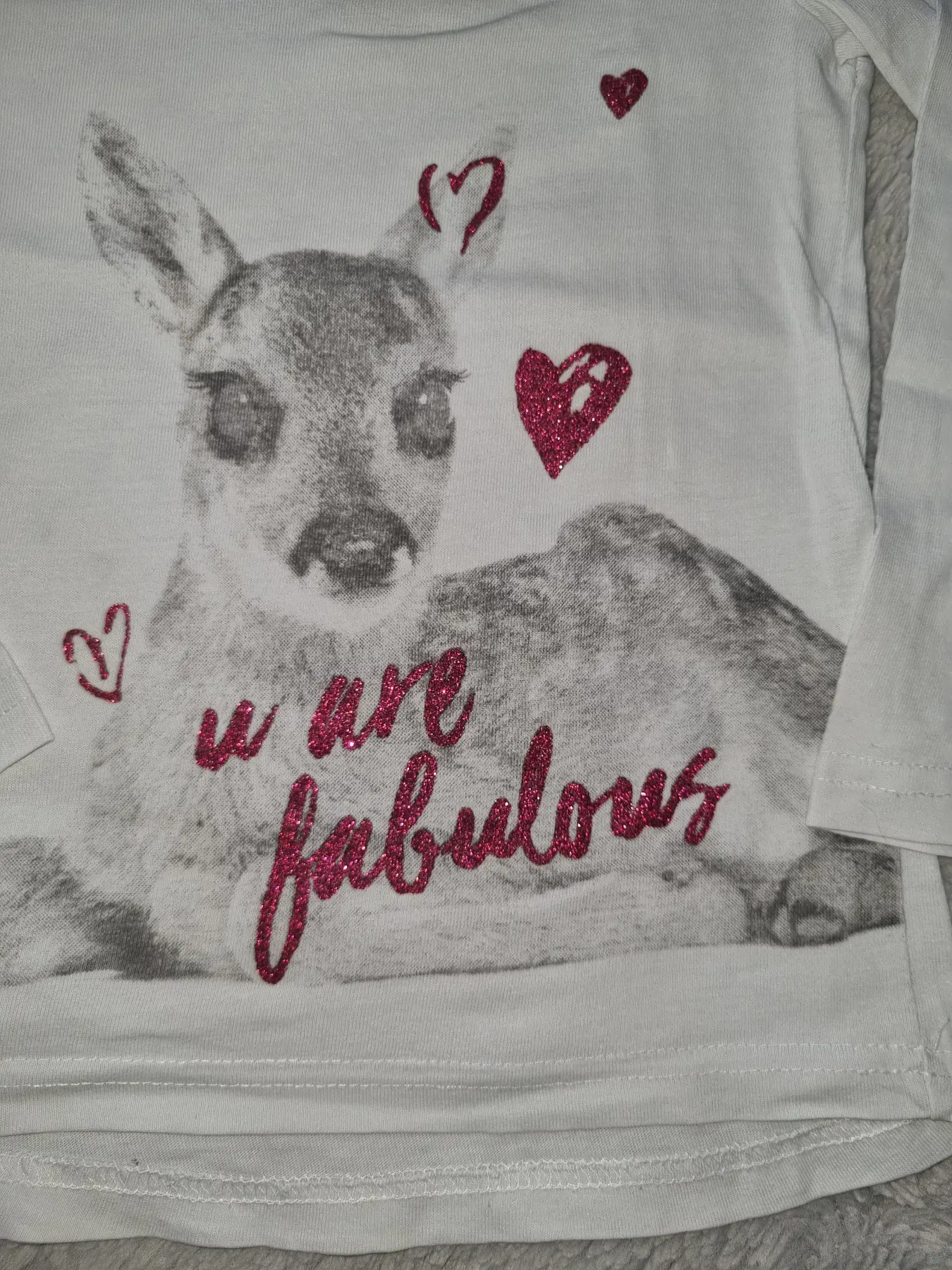 #155 weißes Langarmshirt gr 110 rehprint