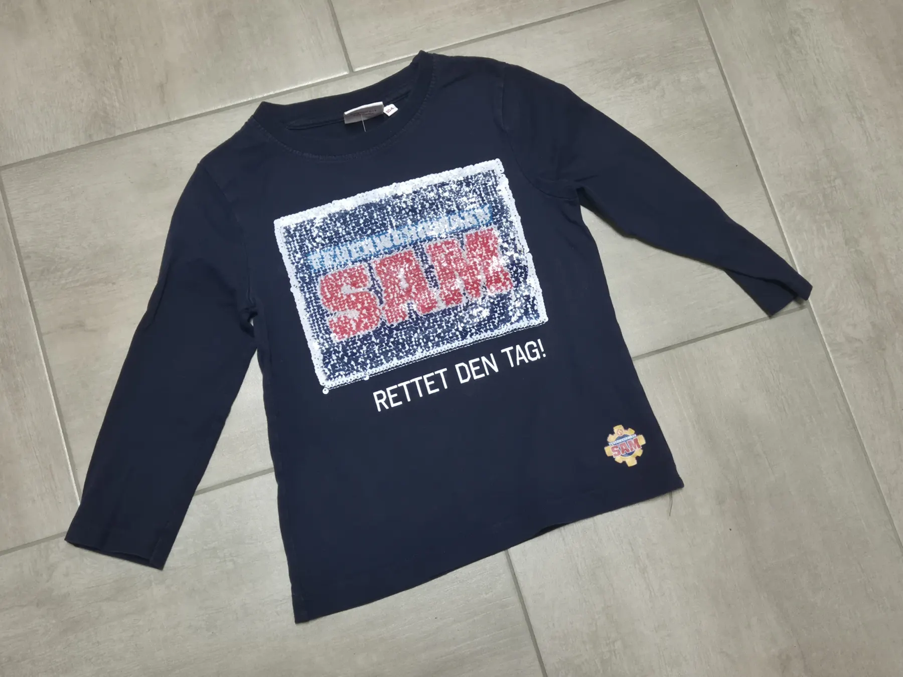 Langarmshirt Paillettenshirt "Feuerwehrmann Sam", Jungen, Größe 104