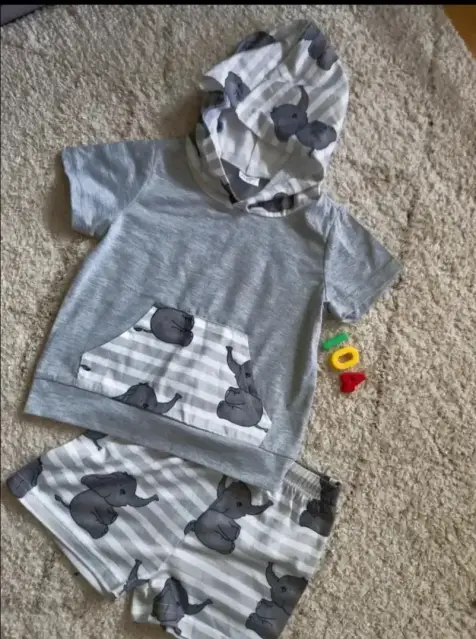 sommer Set Kapuzen T-Shirt mit Shorts Größe 3 Jahre, ca 104