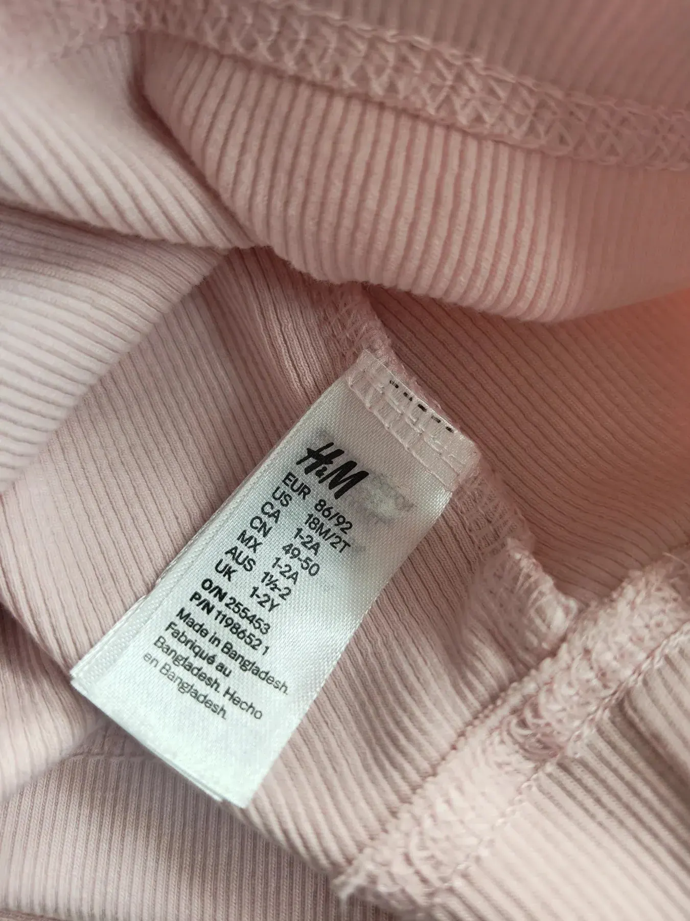 H&M rosa Set gerippte dünne Mütze und Schlauchschal