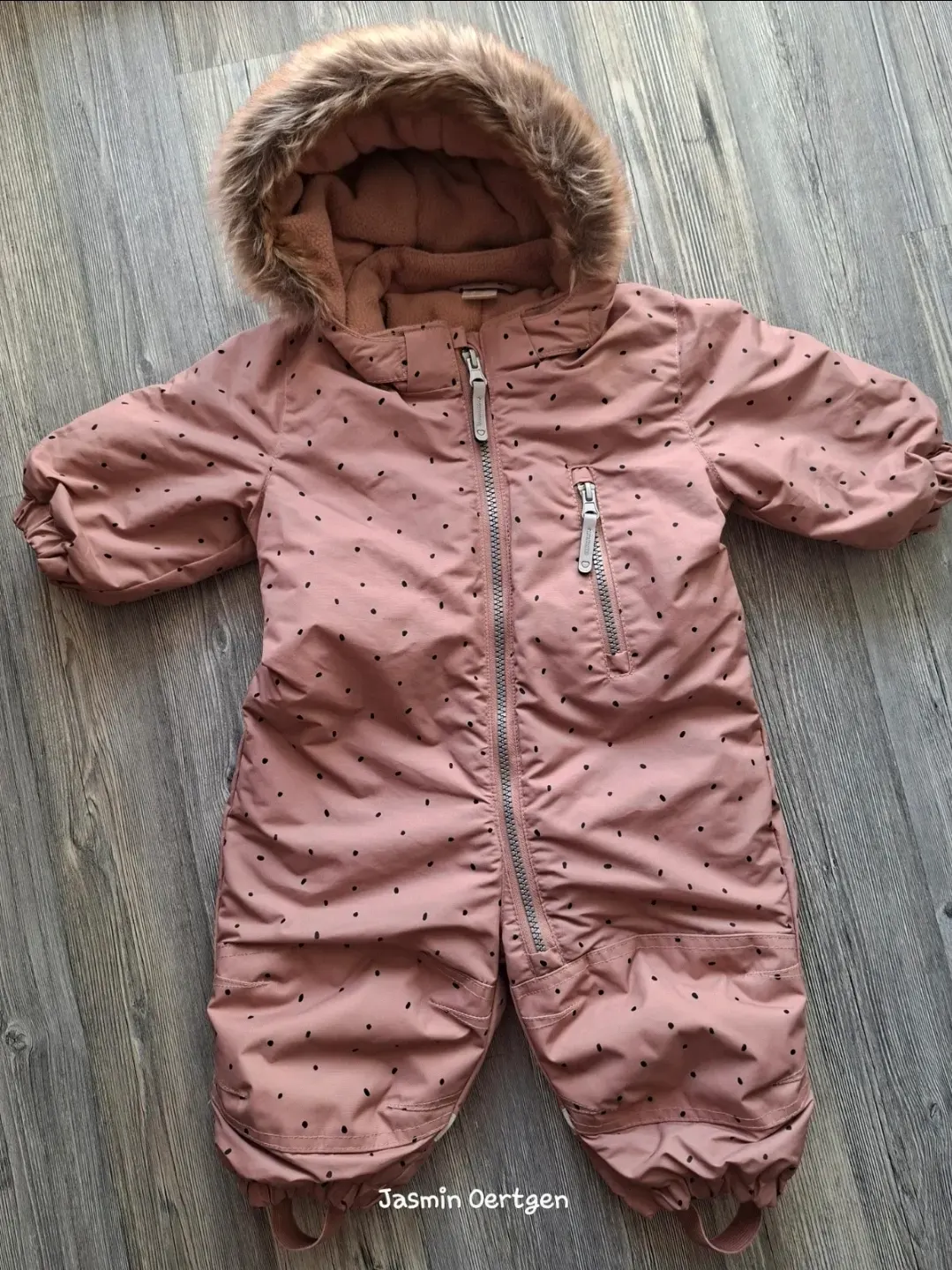 Baby Schneeanzug | H&M | Gr. 68 | Altrosa mit Punkten
