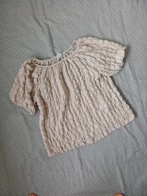Zara Tunika Gr 152, Mädchen, Puffärmelchen, Bluse, beige, nude, festlich