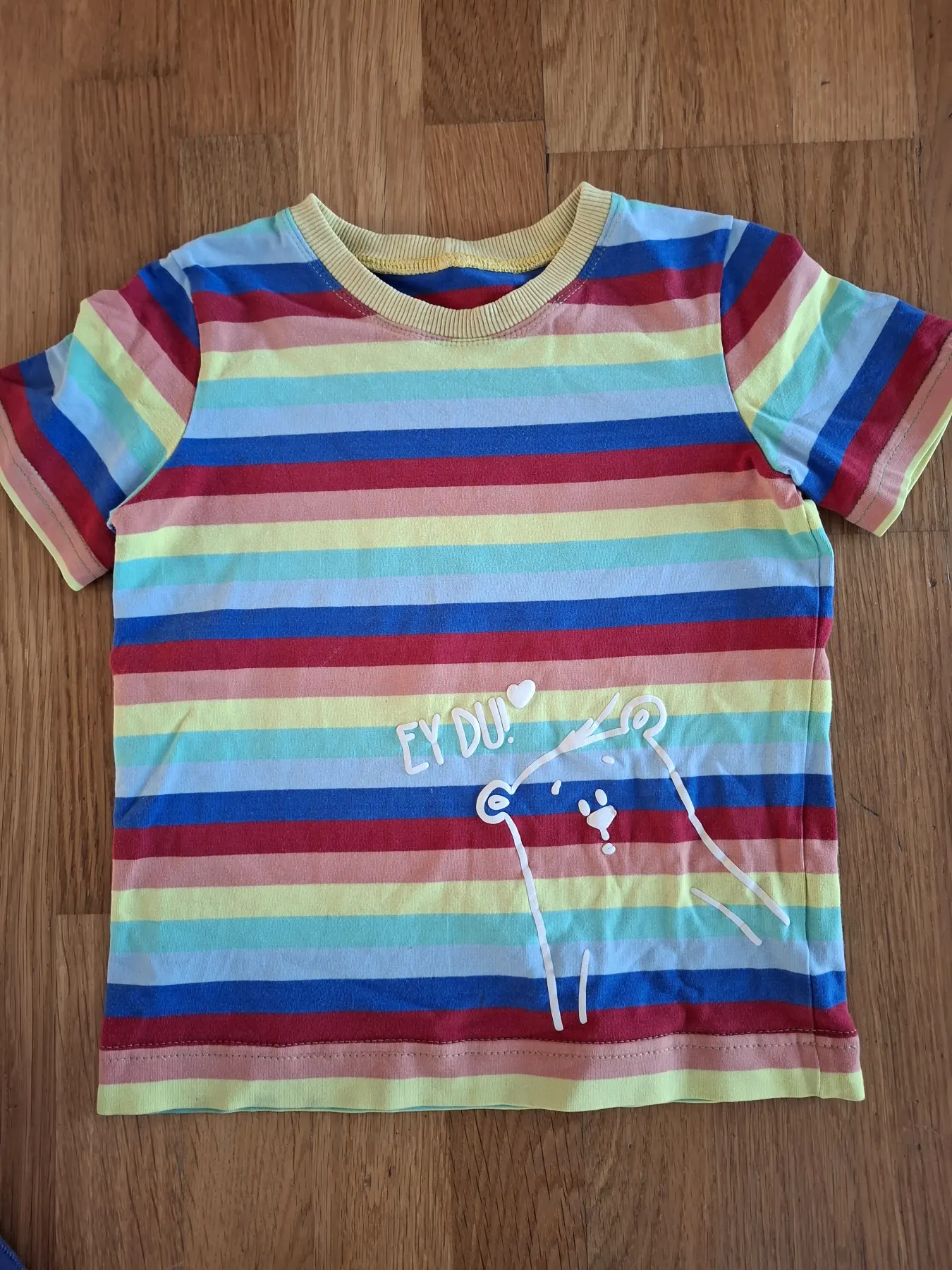 Set: kurze Hose & T-Shirt , Gr. 116 handmade Unikat Bär Streifen bunt