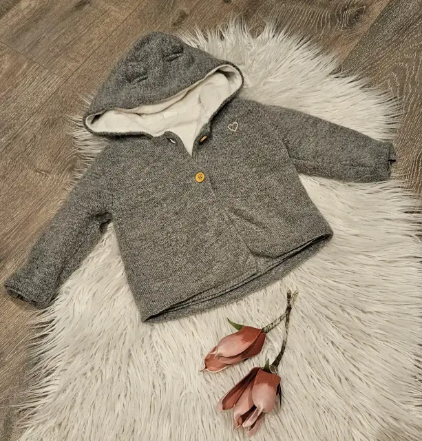 H&M Teddyjäckchen Strickjacke Teddyfell Gr. 86 ~Herz~