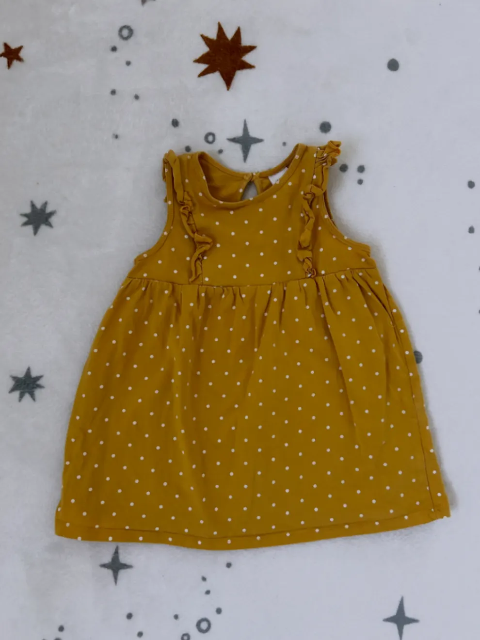 H&M | Baumwollkleid | Gr 80 | Senffarben | Safrangelb | Gepunktet