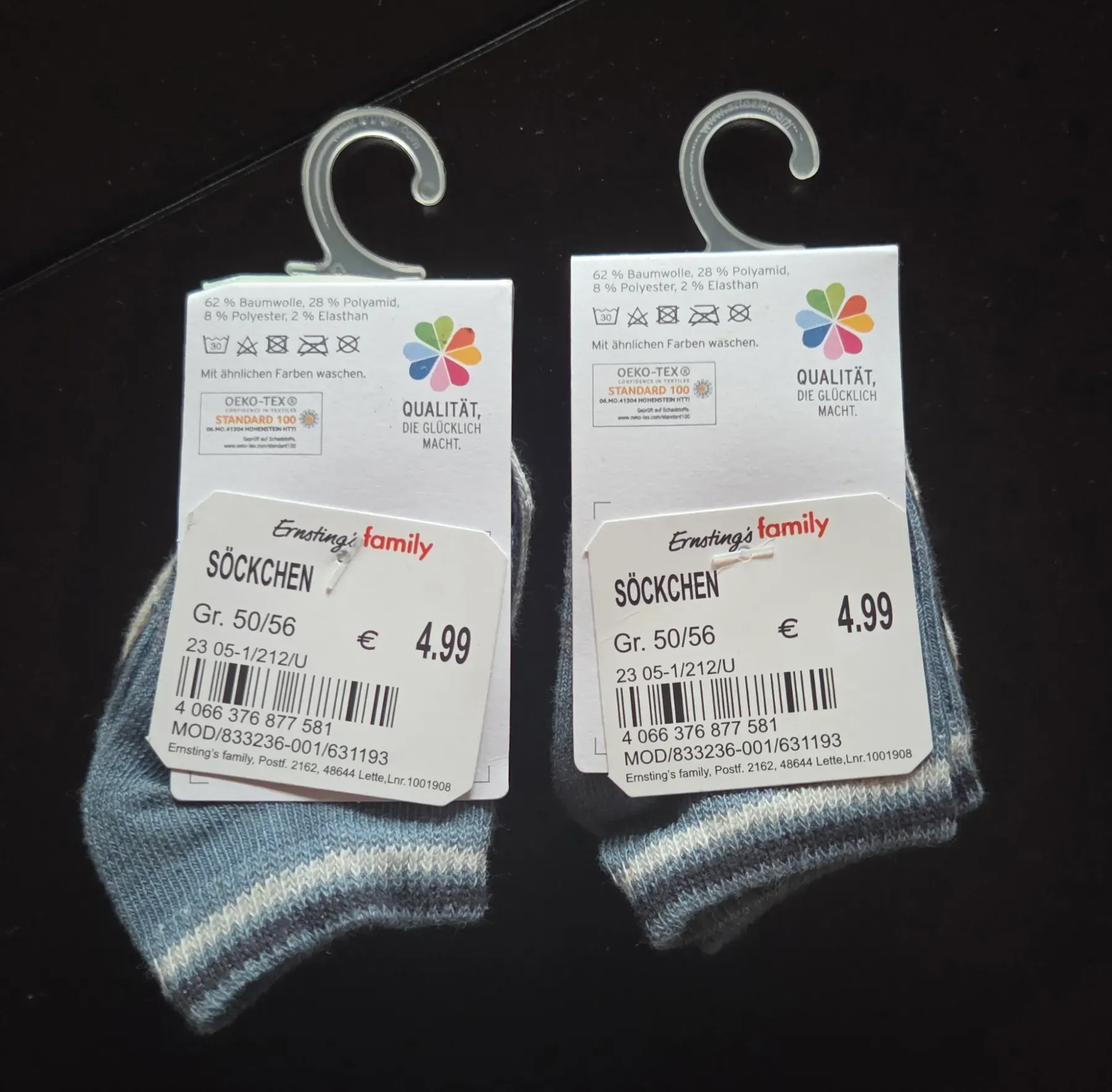6 Paar neue Babysöckchen – Gr. 50/56 – NEU mit Etikett