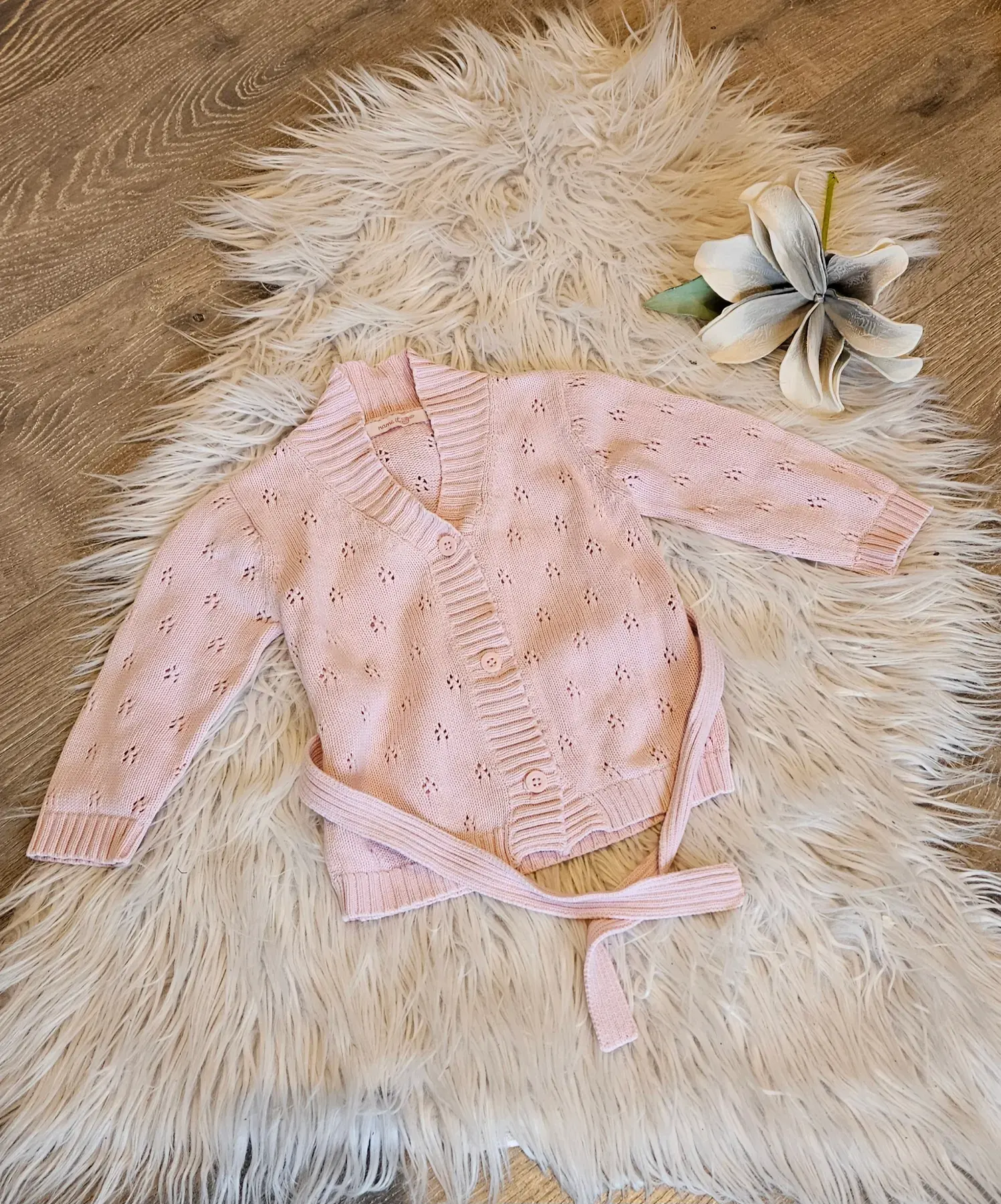 Name it Mädchen Strickjacke Gr. 80 ~Lochmuster~