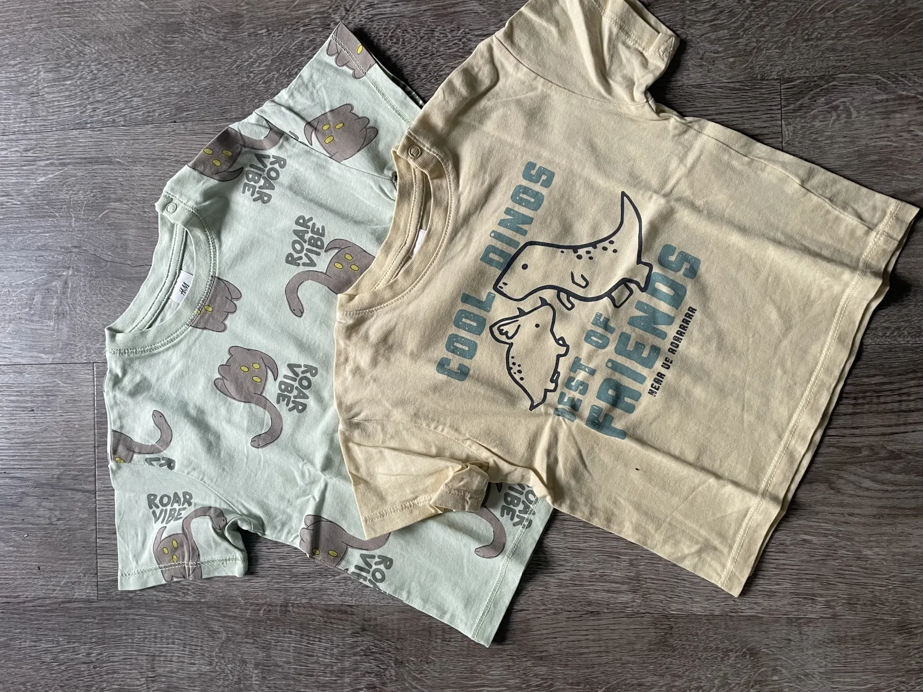 2 H&M T-Shirts Kurzarm Dinos Dinosaurier Gr. 80