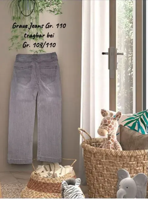 Graue Jeans Gr. 110 tragbar bei Gr. 104/110