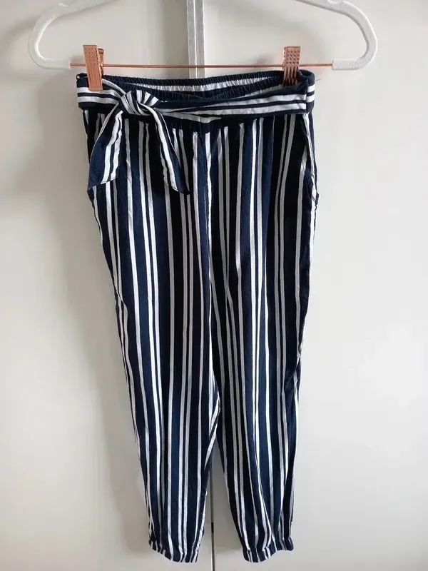 Yigga leichte Hose Gr 152 Mädchen, Sommer, maritim, gestreift Pluderhose, Haremshose
