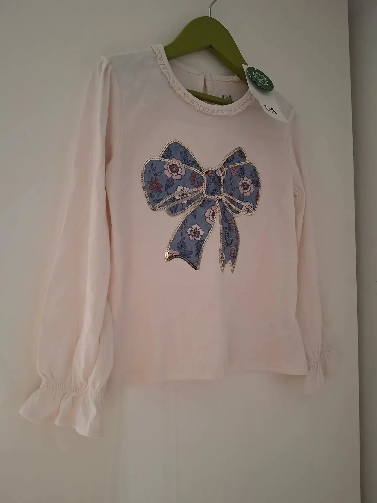 C&A festliches langarm Shirt mit Schleife 128