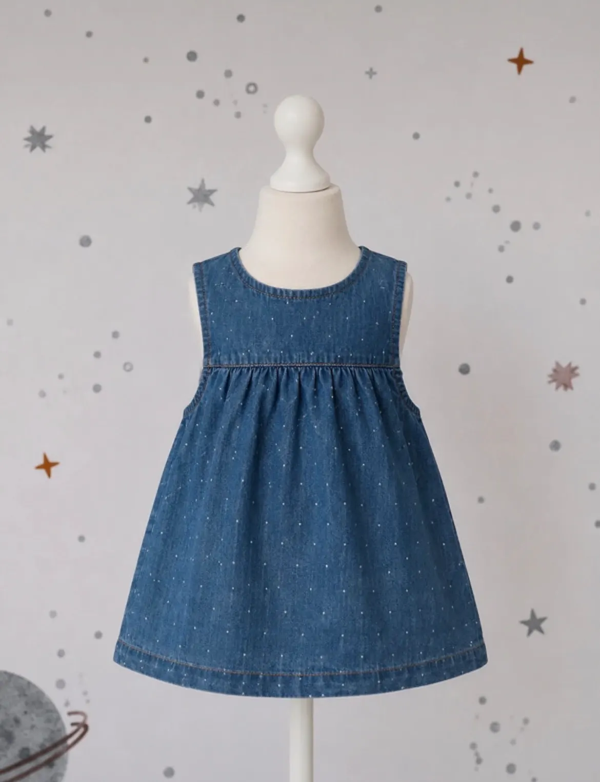 H&M Baby | Jeanskleid mit Punkten | Gr 74 | Wie neu