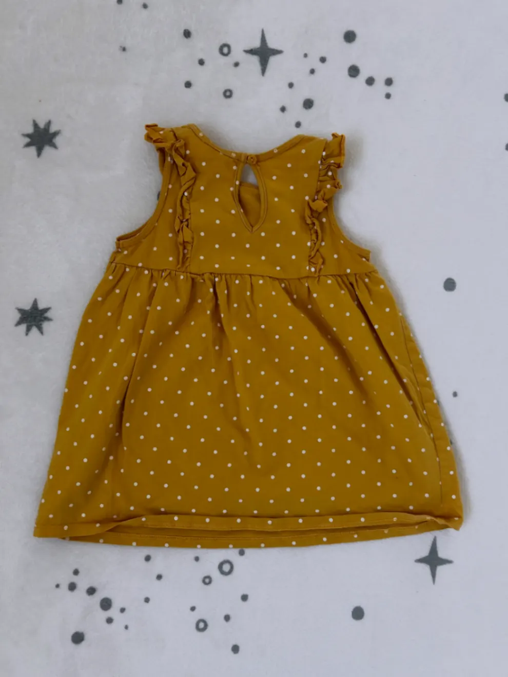 H&M | Baumwollkleid | Gr 80 | Senffarben | Safrangelb | Gepunktet