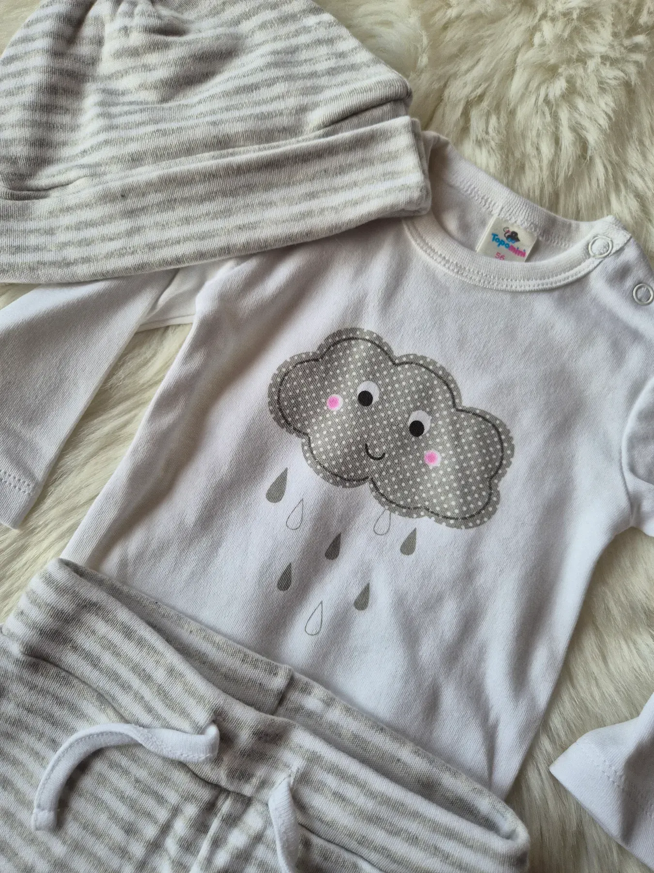 Topomini | Babyset Gr. 56 | Body Hose Mütze Wolke Unisex