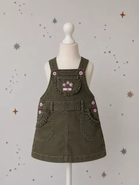 Twins | Leichtes Latzkleid | Gr 62 | Sommer | Khaki | Leichter Stoff