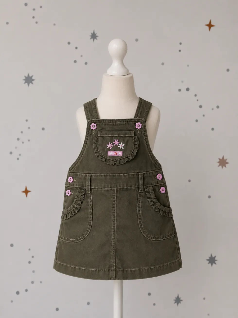 Twins | Leichtes Latzkleid | Gr 62 | Sommer | Khaki | Leichter Stoff