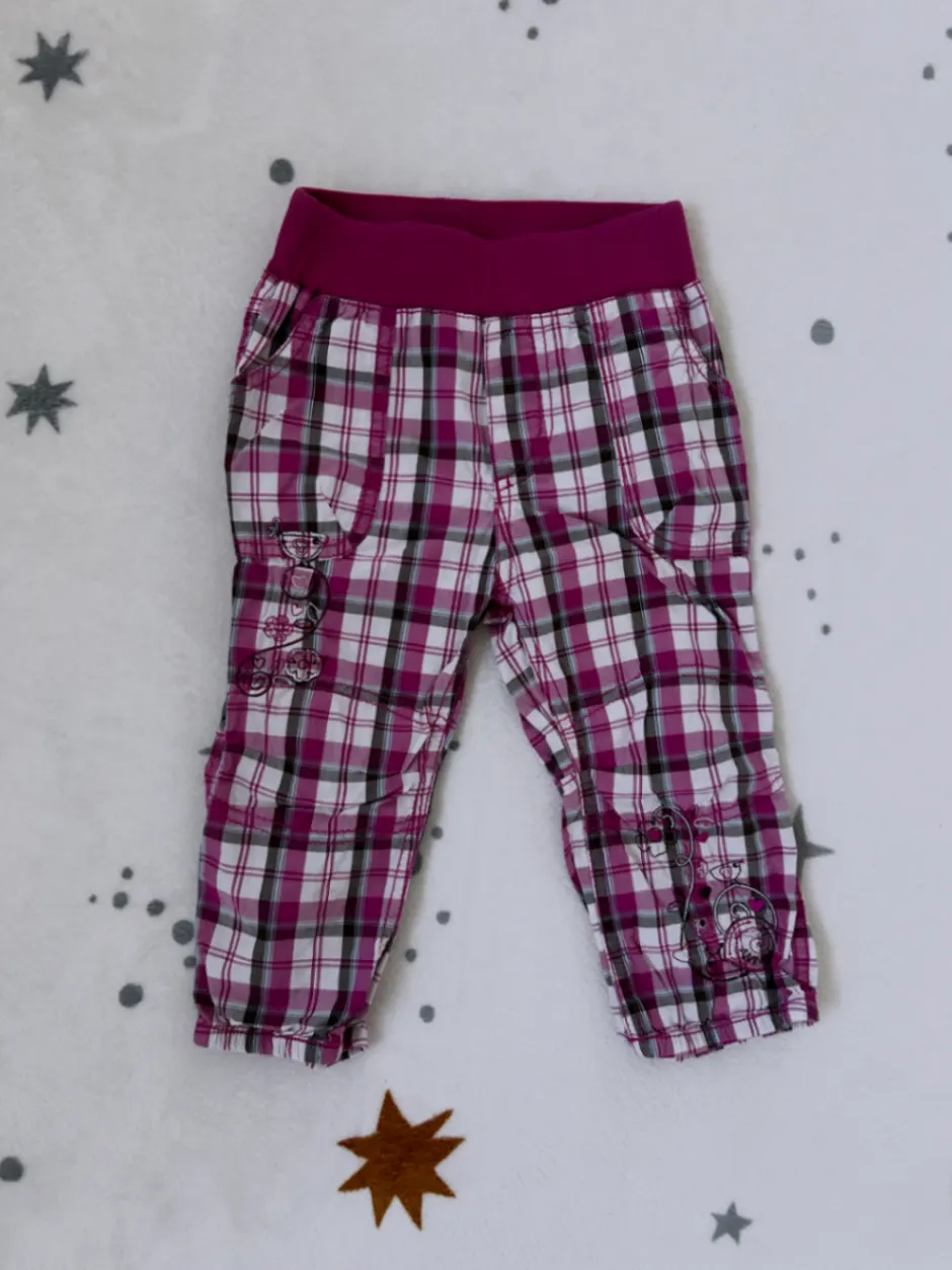 Dopodopo | Schlupfhose | Hose | Gr 80 | Breiter Bund | Lila Kariert