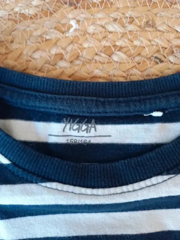 Yigga Shirt Gr 152/158/164 Junge, Ringel, Langarm, Bio Baumwolle, schwarz weiss