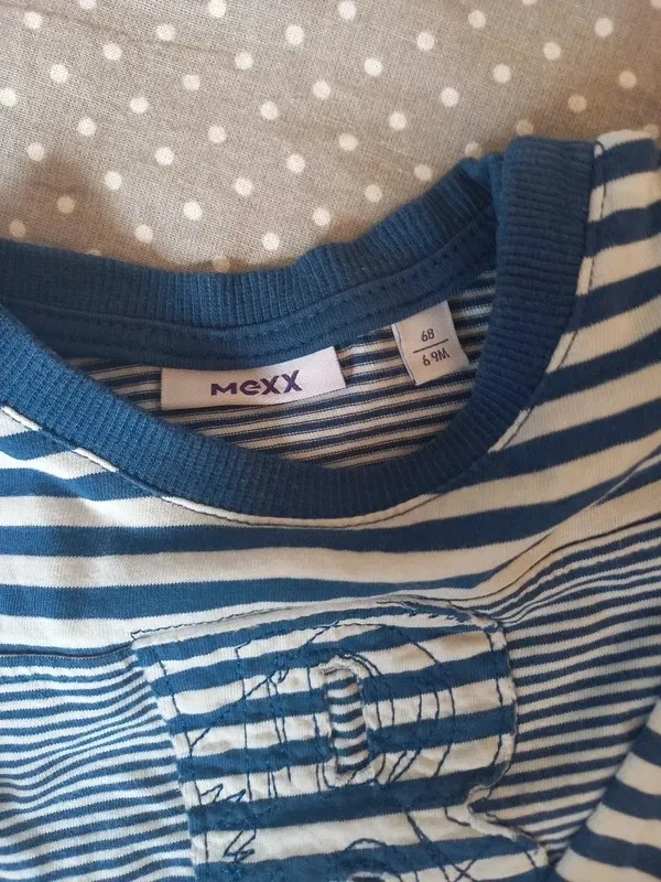 Mexx Baby Shirt Gr 68, Junge, Babyboy, blau weiß Ringel, Longsleeve, Langarm