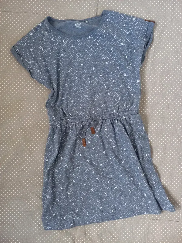 Yigga Kleid Gr 158/164 neu, Mädchen, Sweat, blau, dots, Sommer
