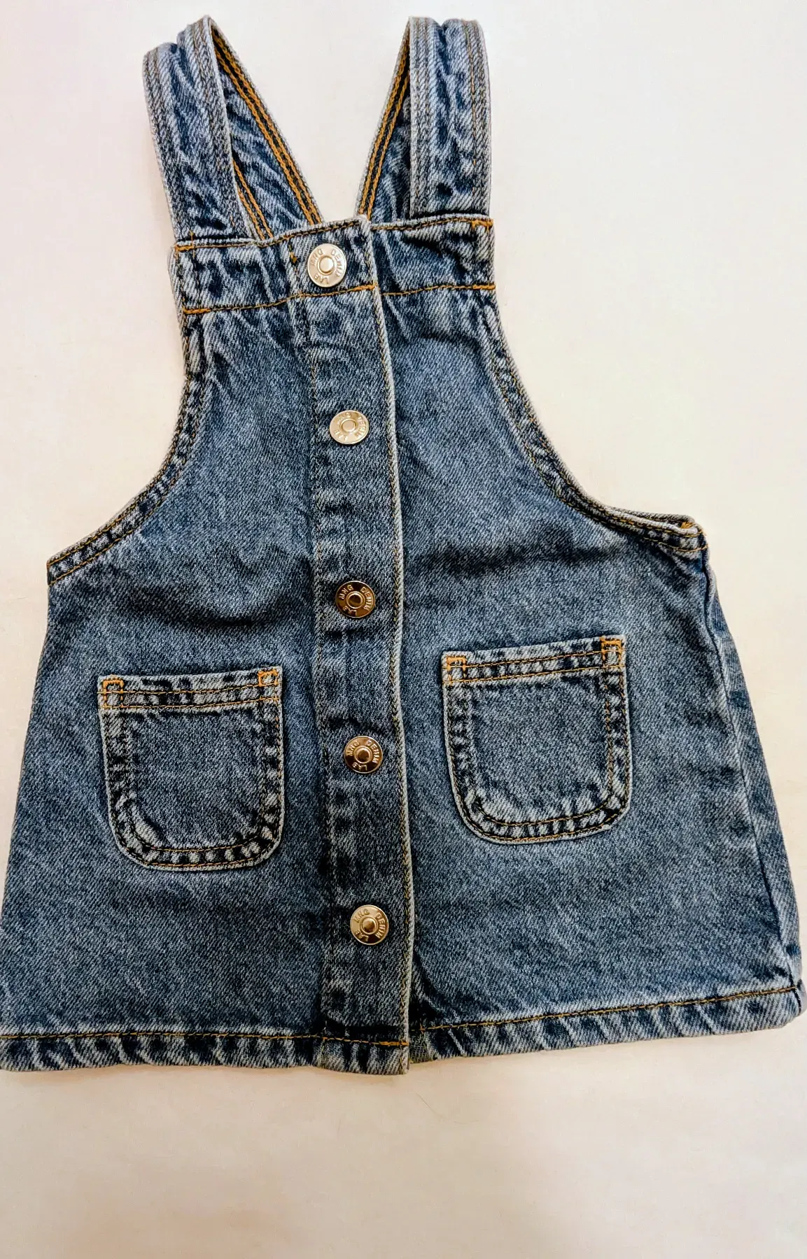 Mango Baby Set – Denim Latzkleid & Body – Weiß/Blau – Gr. 86