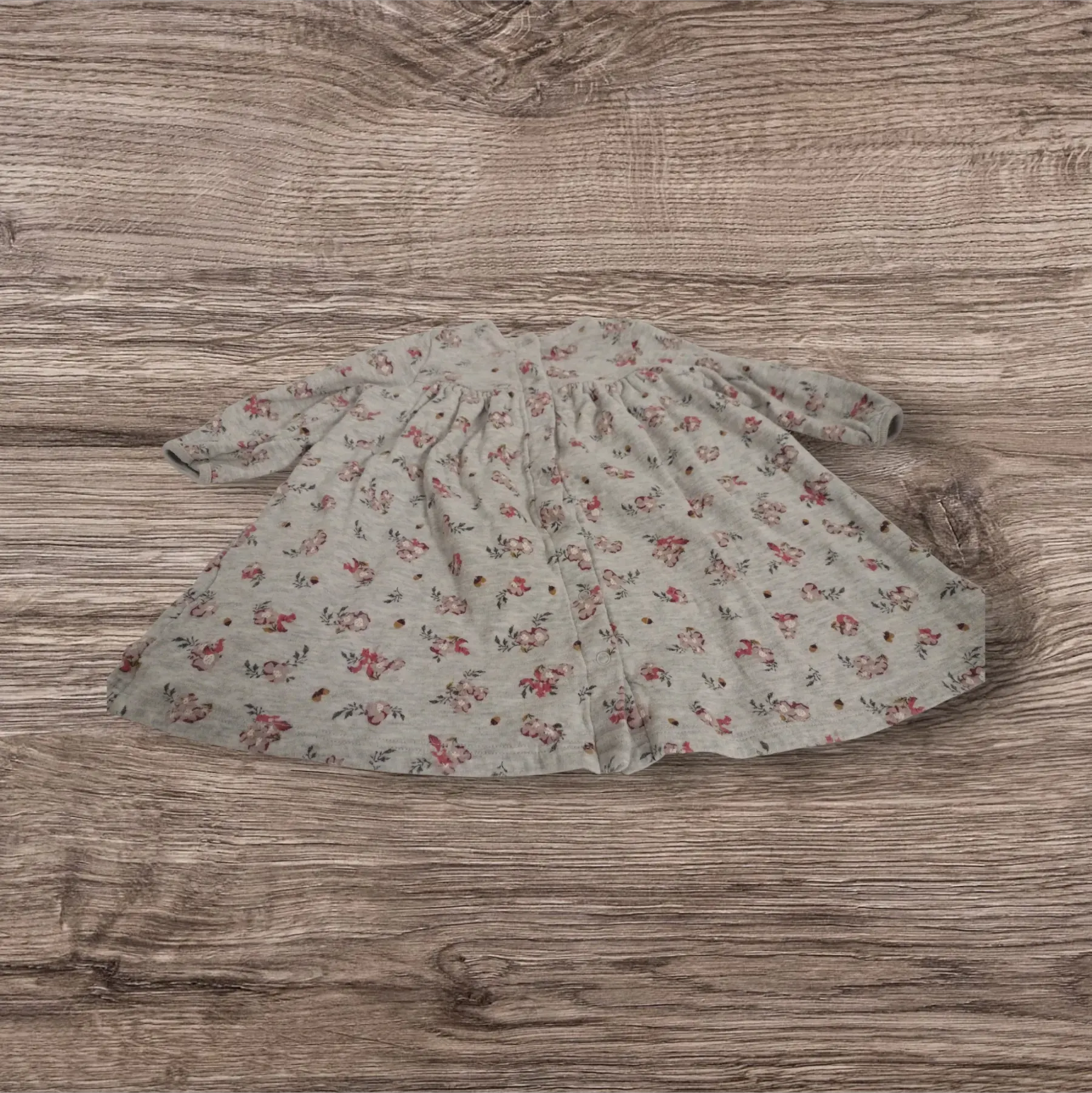 Winterkleid/Strickkleid grau mit Blumen 74 Petit Bateau