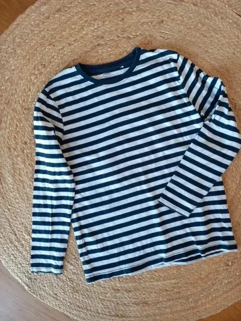 Yigga Shirt Gr 152/158/164 Junge, Ringel, Langarm, Bio Baumwolle, schwarz weiss