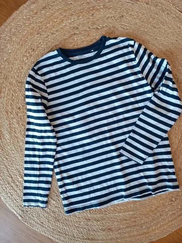 Yigga Shirt Gr 152/158/164 Junge, Ringel, Langarm, Bio Baumwolle, schwarz weiss