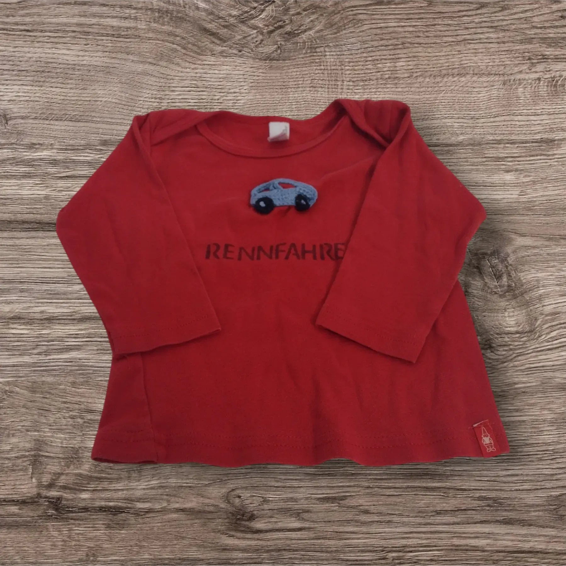 Longsleeve/Langarmshirt rot gesticktes Auto Rennfahrer 80 American Apperal