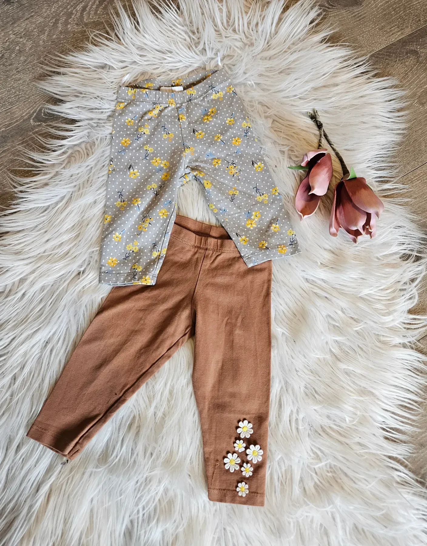 Capri Leggins 3/4 Hosen Gr.80~Blumen~ C&A