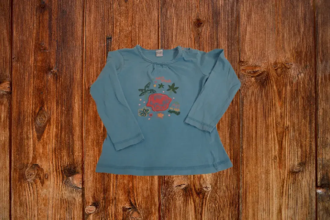 Langarmshirt/Longsleeve türkis Blume 86 Bob der Bär