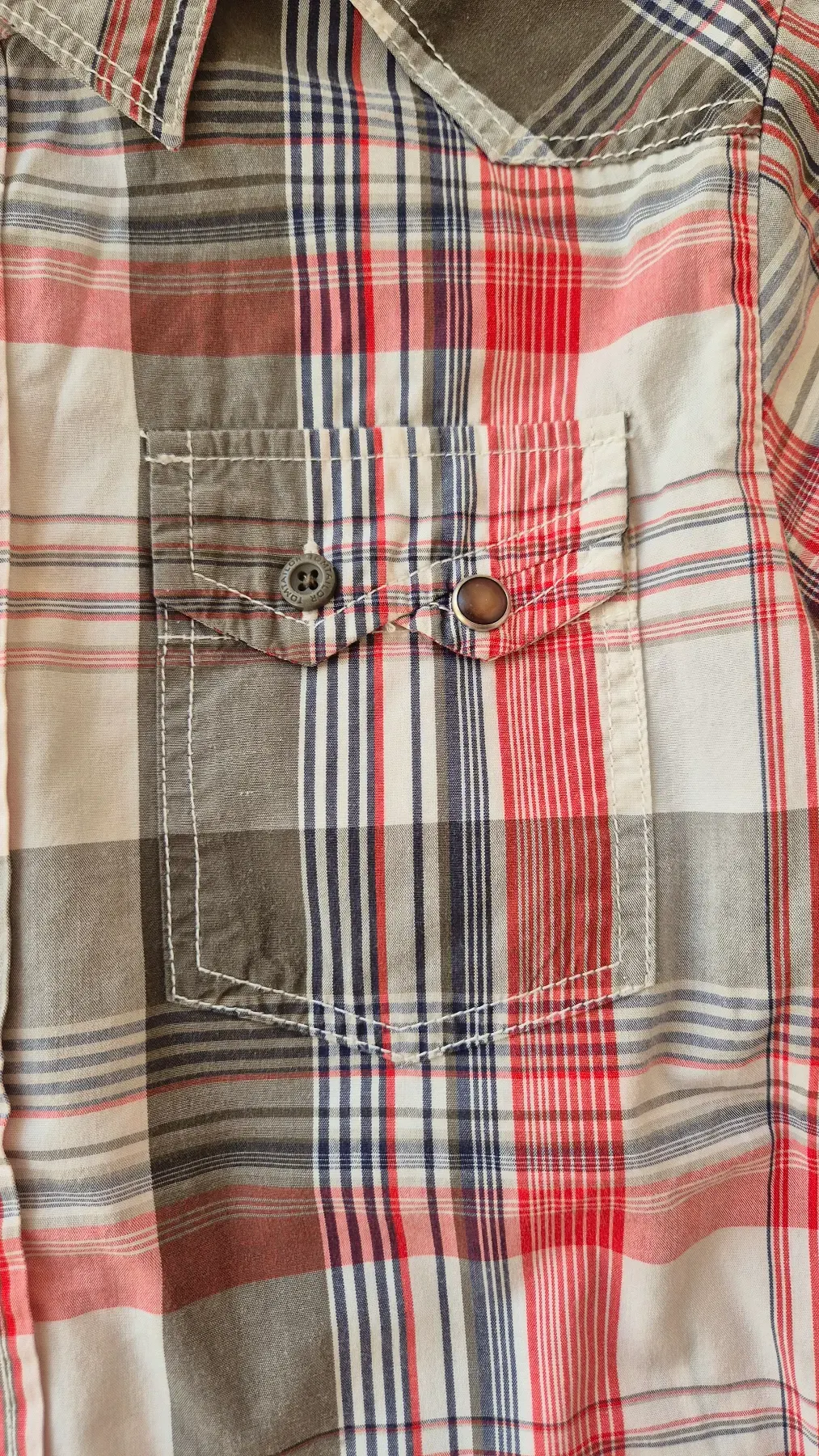 Tom Tailor Langarmhemd Gr. 128 – kariert rot/beige mit Backprint