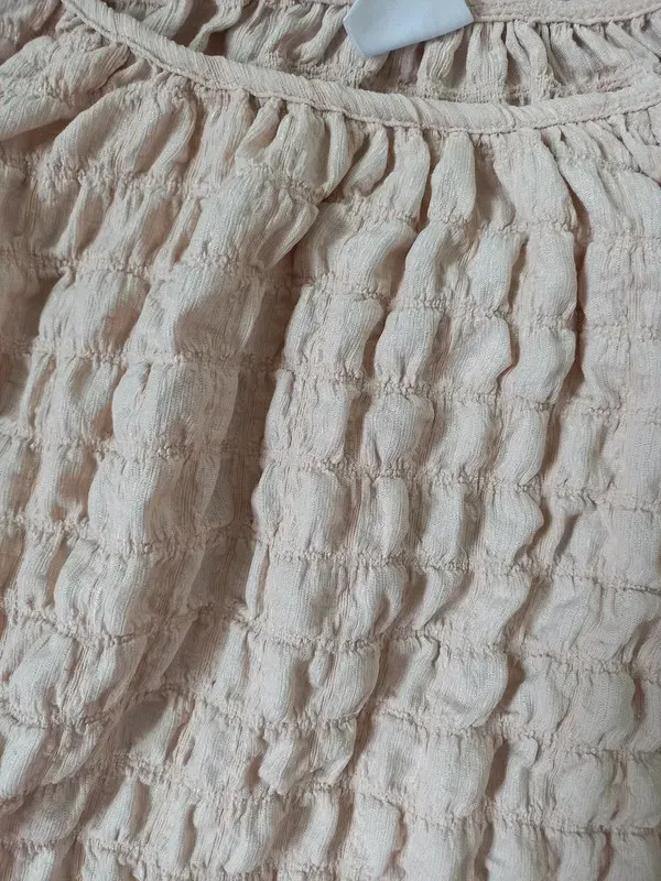 Zara Tunika Gr 152, Mädchen, Puffärmelchen, Bluse, beige, nude, festlich