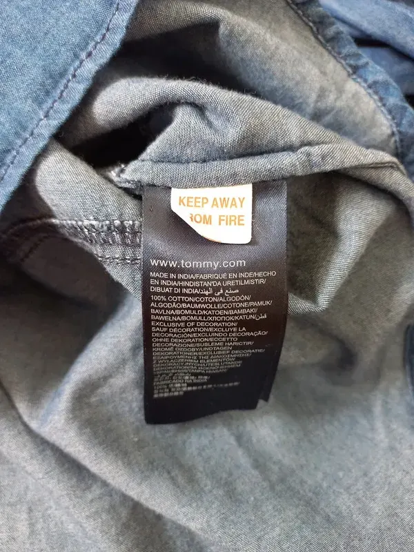 Tommy Hilfiger Jeans Hemd Gr 152, Mädchen, Bluse, Tunika, Langarm, 3/4 Arm, Denim, blau, Herbst