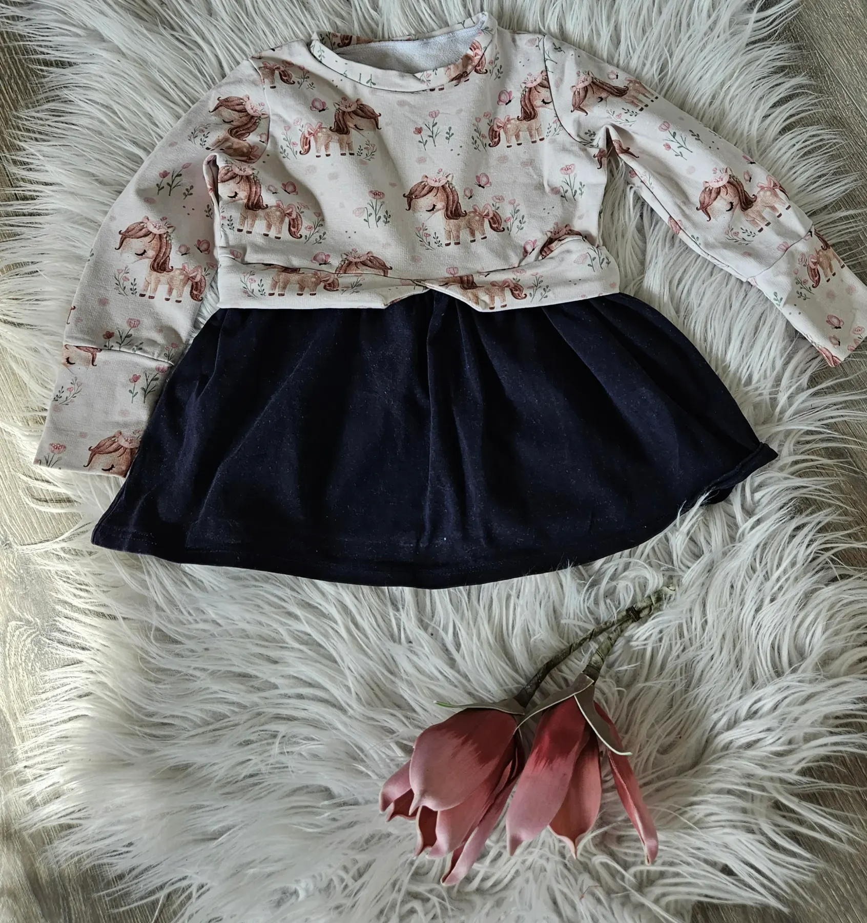 Handmade Kleid/Longsleeve/Pulloverkleid Gr. 80/86