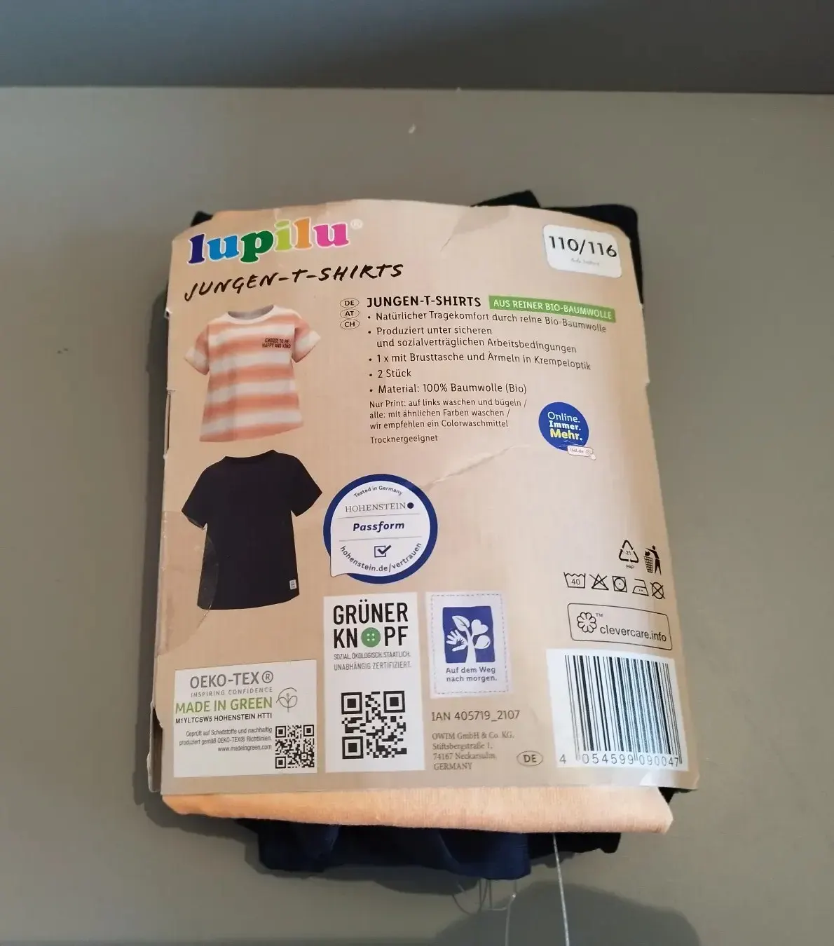 2er Set T-Shirts Lupilu Größe 110/116 - neu