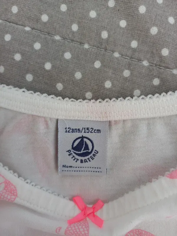 Petit Bateau Shorty Pyjama Gr 152 Mädchen, creme, Nixe, Babydoll, Schlafanzug, Sommer