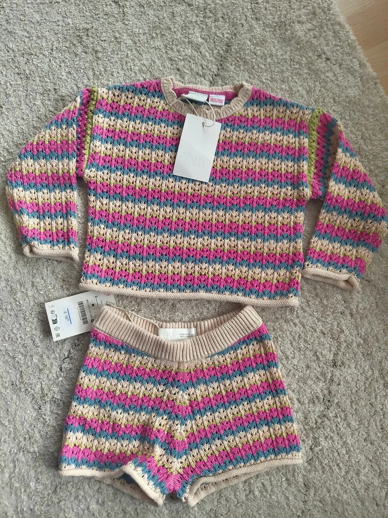 Zara Sommer Set Strick Sweater und Shorts Größe 92 2 Jahre