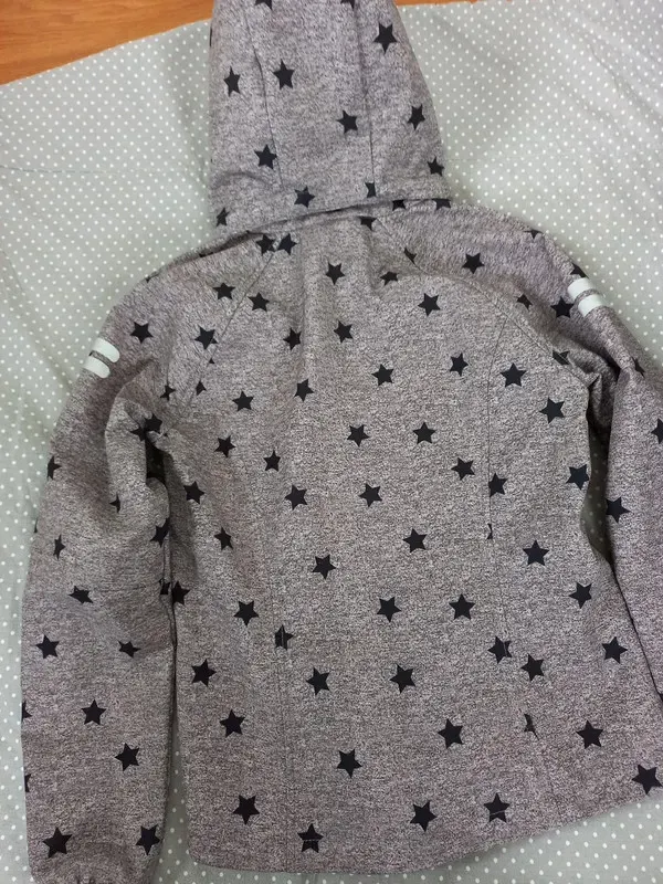 H&M Softshelljacke Gr 152 Mädchen, Jacke, Übergang, grau, Sternen, Herbst