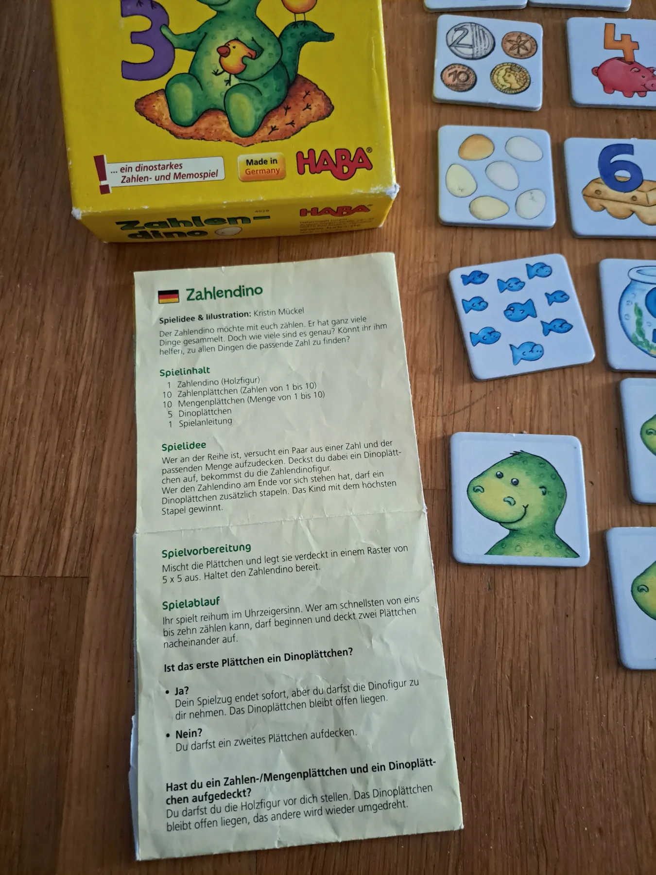 Zahlendino haba Zahlenspiel 1-10 ab 3 Jahren Holzdino Memory