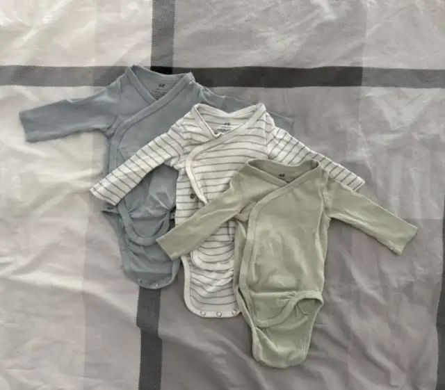 3er-Set Wickelbodys Langarm von H&M (Organic Cotton) – Gr. 56 jungs