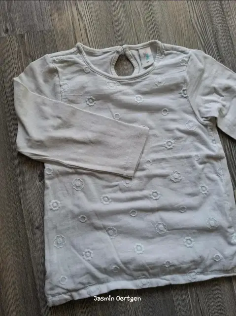 Weißes Langarmshirt mit Lochstickerei | Topomini | Gr. 92