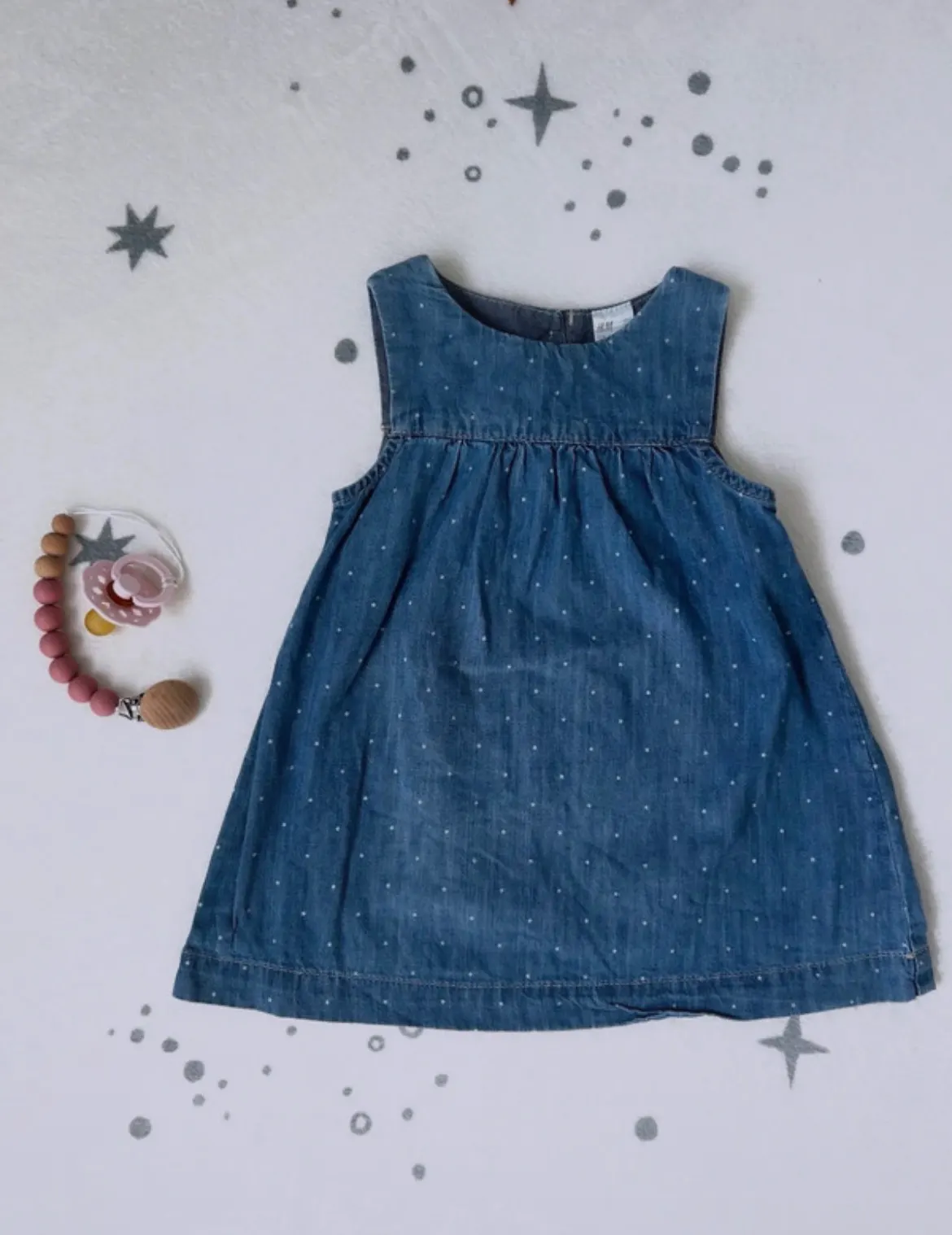 H&M Baby | Jeanskleid mit Punkten | Gr 74 | Wie neu