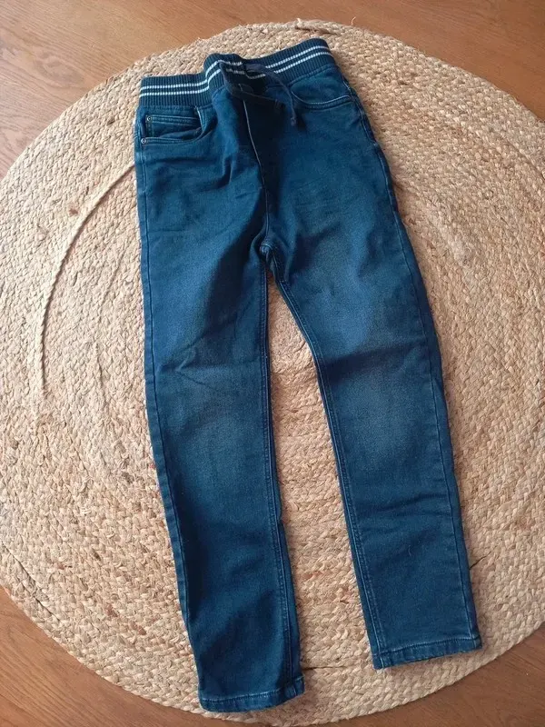 Vertbaudet Jogger Jeans Gr 152, Junge, Slim, warme Hose, gefüttert, navy, Winter