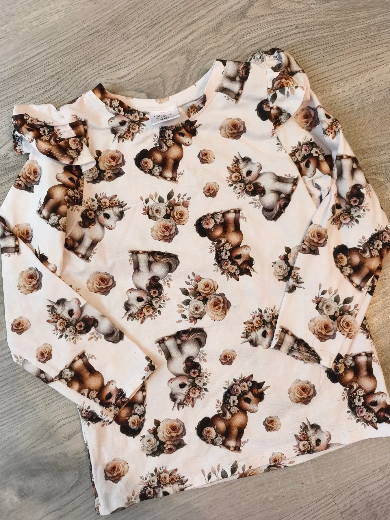 Handmade Mädchen Einhorn Longsleeve 110